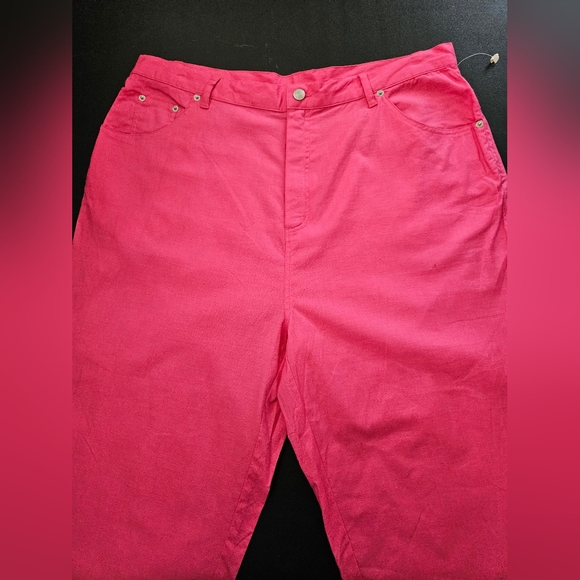 Denim & Co. Linen Blend Hot Pink Capris Pants - Size 20 - Picture 1 of 8